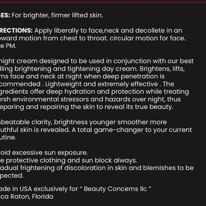 Brightening and Tightening Face Moisturizer Night Cream